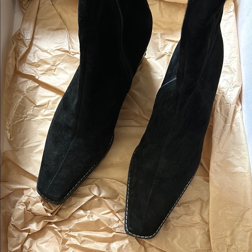 NWOB Suede Wedge heel tall boots